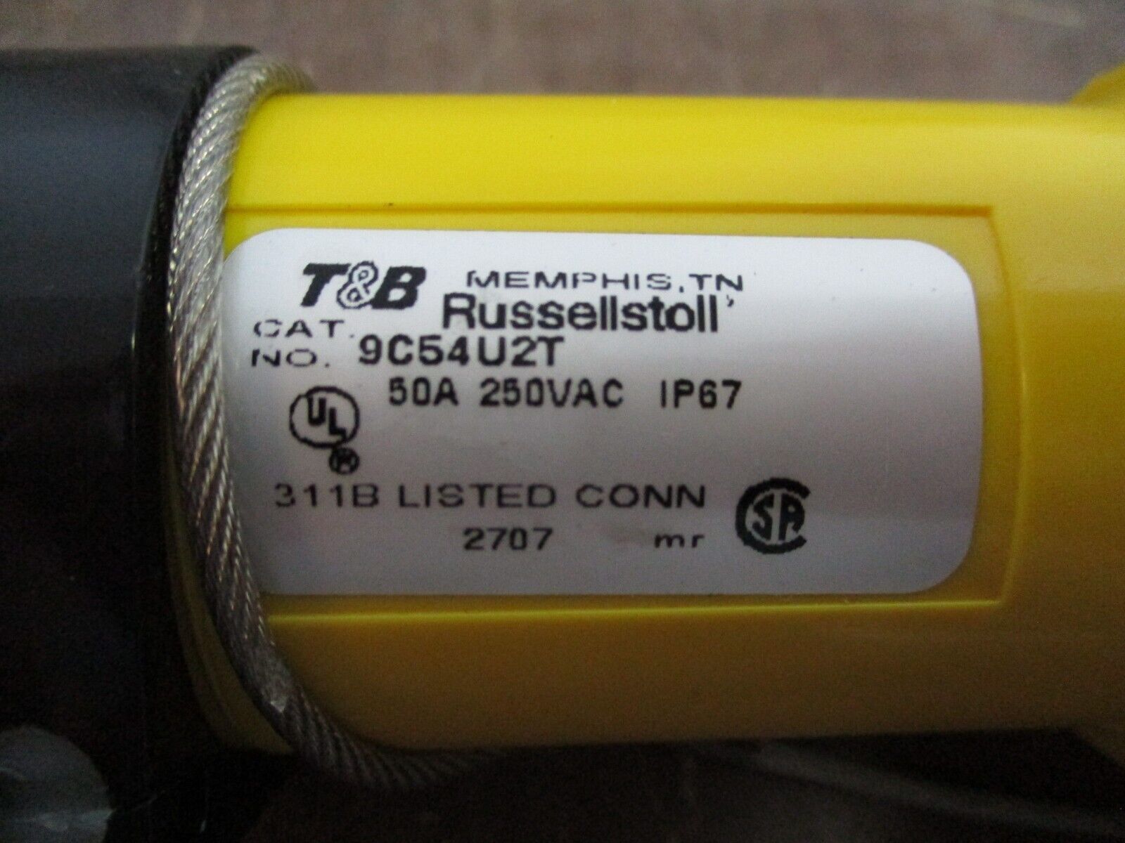 Thomas & Betts Russellstoll Connector 9C54U2T 50A 250V *Wire End* Used