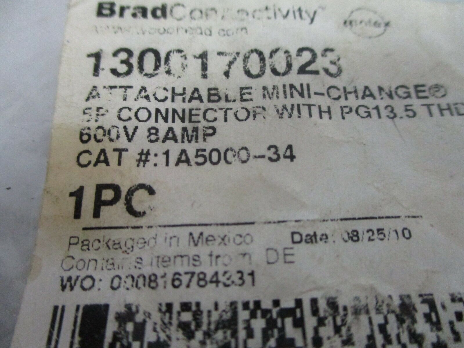Woodhead Mini Change Attachable Connector 1A5000-34 8A 600V New Surplus
