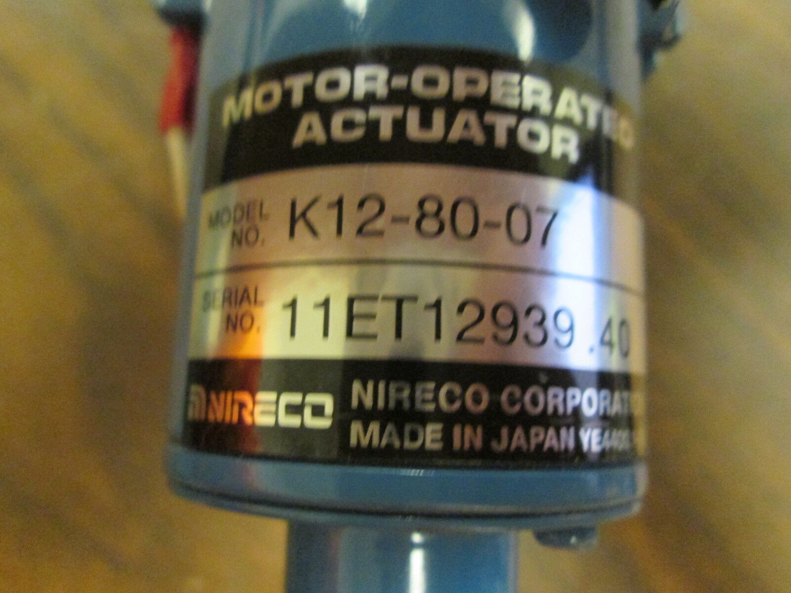 Nireco Motor-Operated Actuator K12-80-07 Used
