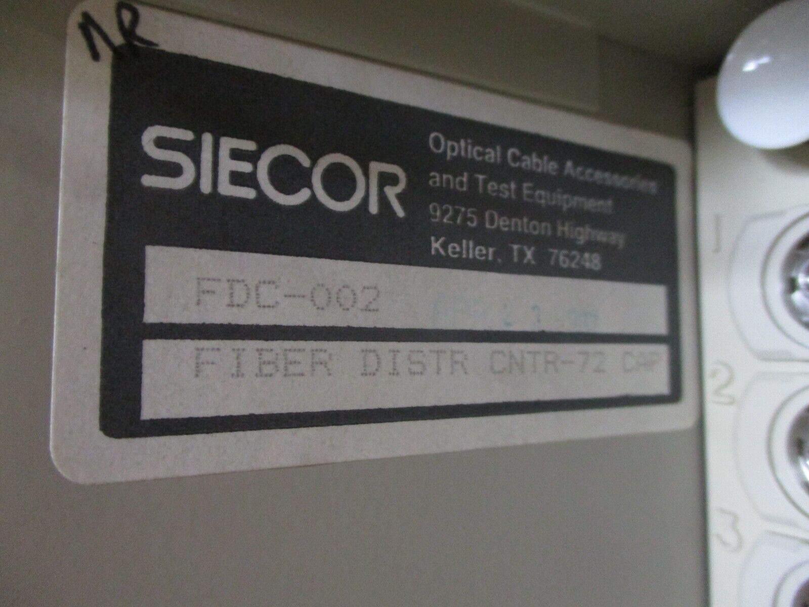 Siecor Fiber Distribution Center FDC-002 72. Cap. Used