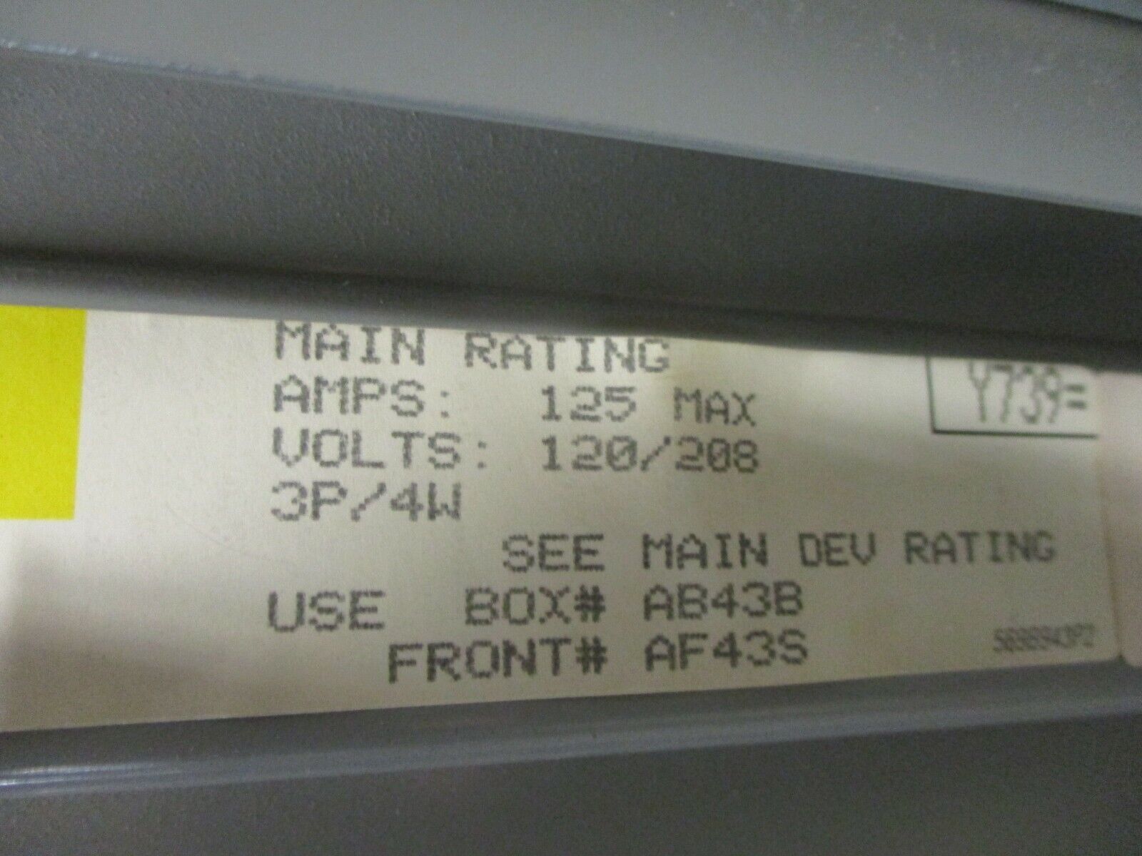 GE Main Breaker Circuit Breaker Panel AQF3421ATX 125A Max 120/208 3Ph 4W Used