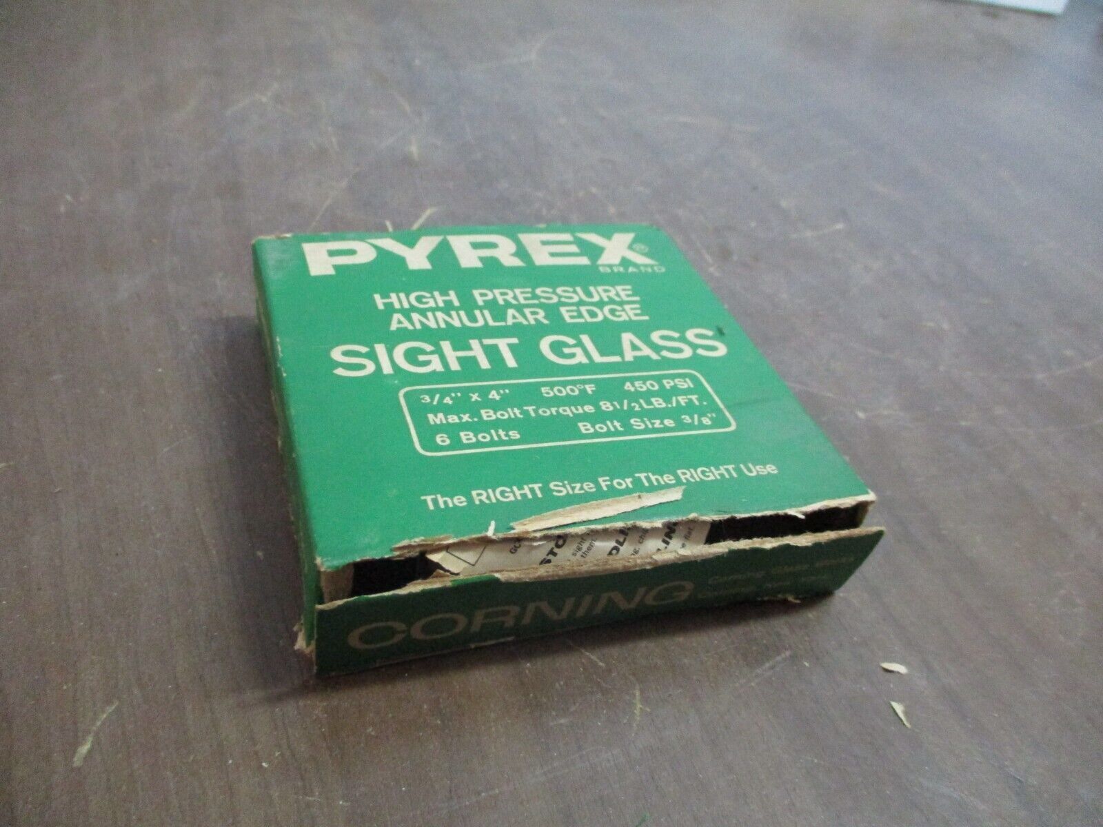 Pyrex Sight Glass Size: 3/4" x 4" High Pressure Annular Edge 500°F 450PSI