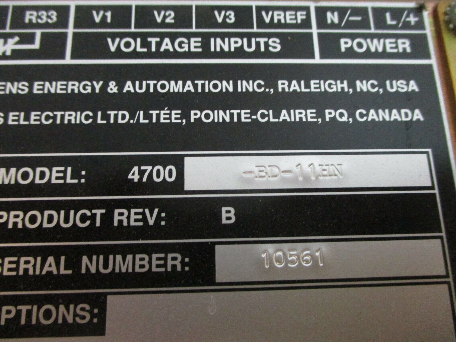 Siemens 4700 Panel Meter 4700-BD-11HN Rev. B Used