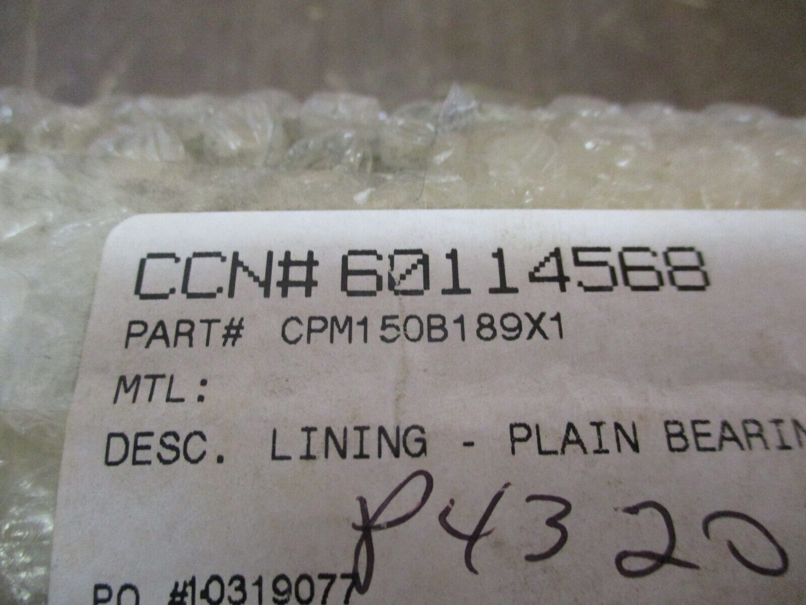 Flowserve Plain Bearing Lining CPM150B189X1 New Surplus