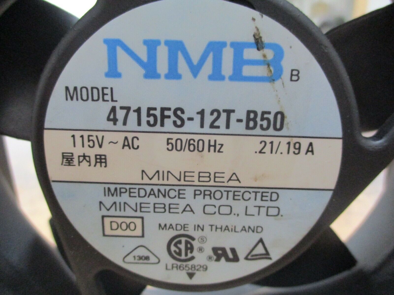 Mineba NMB Fan 4715FS-12T-B50 115V 50/60Hz, 0.21/0.19A, Used