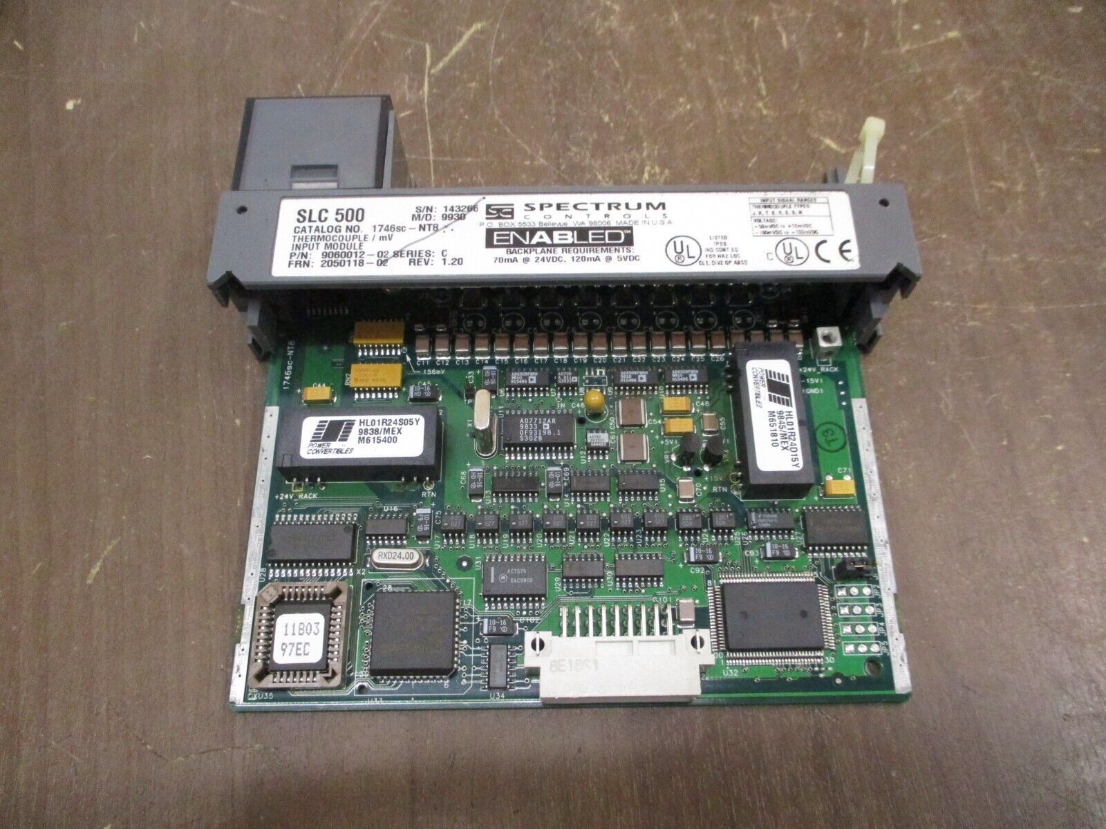 Spectrum Controls SLC 500 Thermocouple / mV Input Module 1746sc-NT8 Ser. C Used