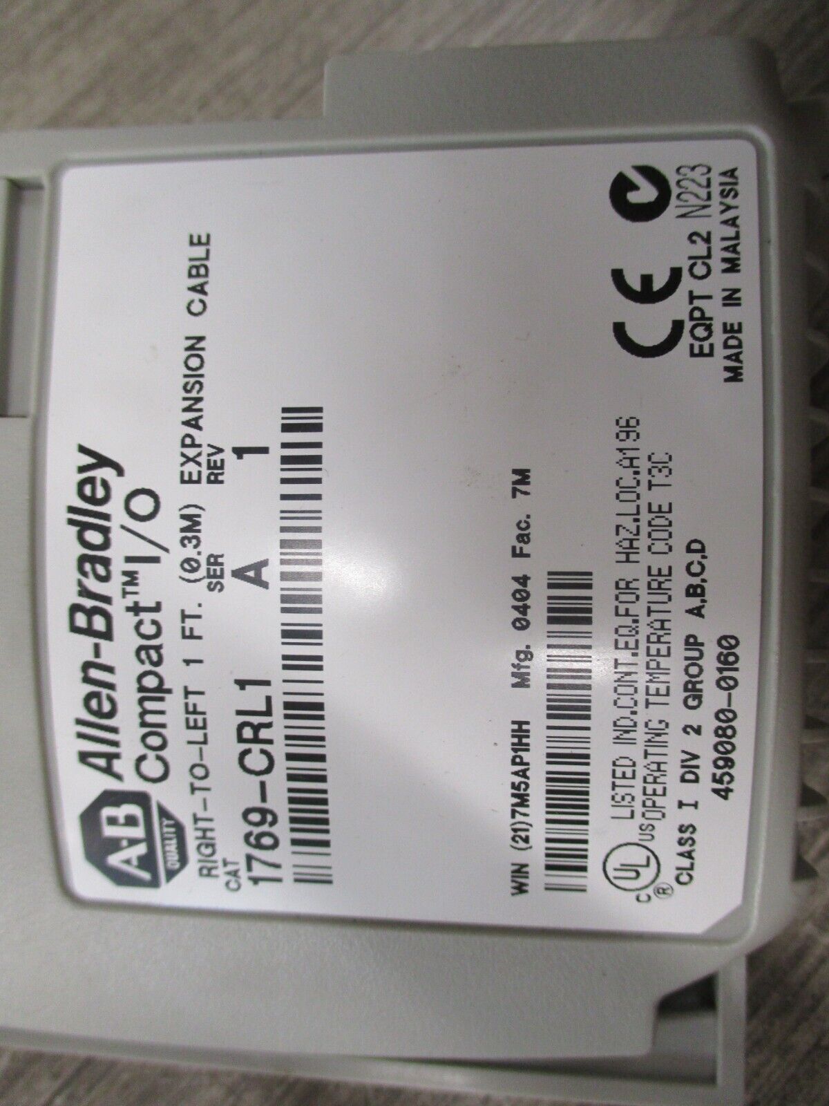 Allen-Bradley Right to Left Expansion Cable 1769-CRL1 Ser. A Rev. 1 1 ft Used