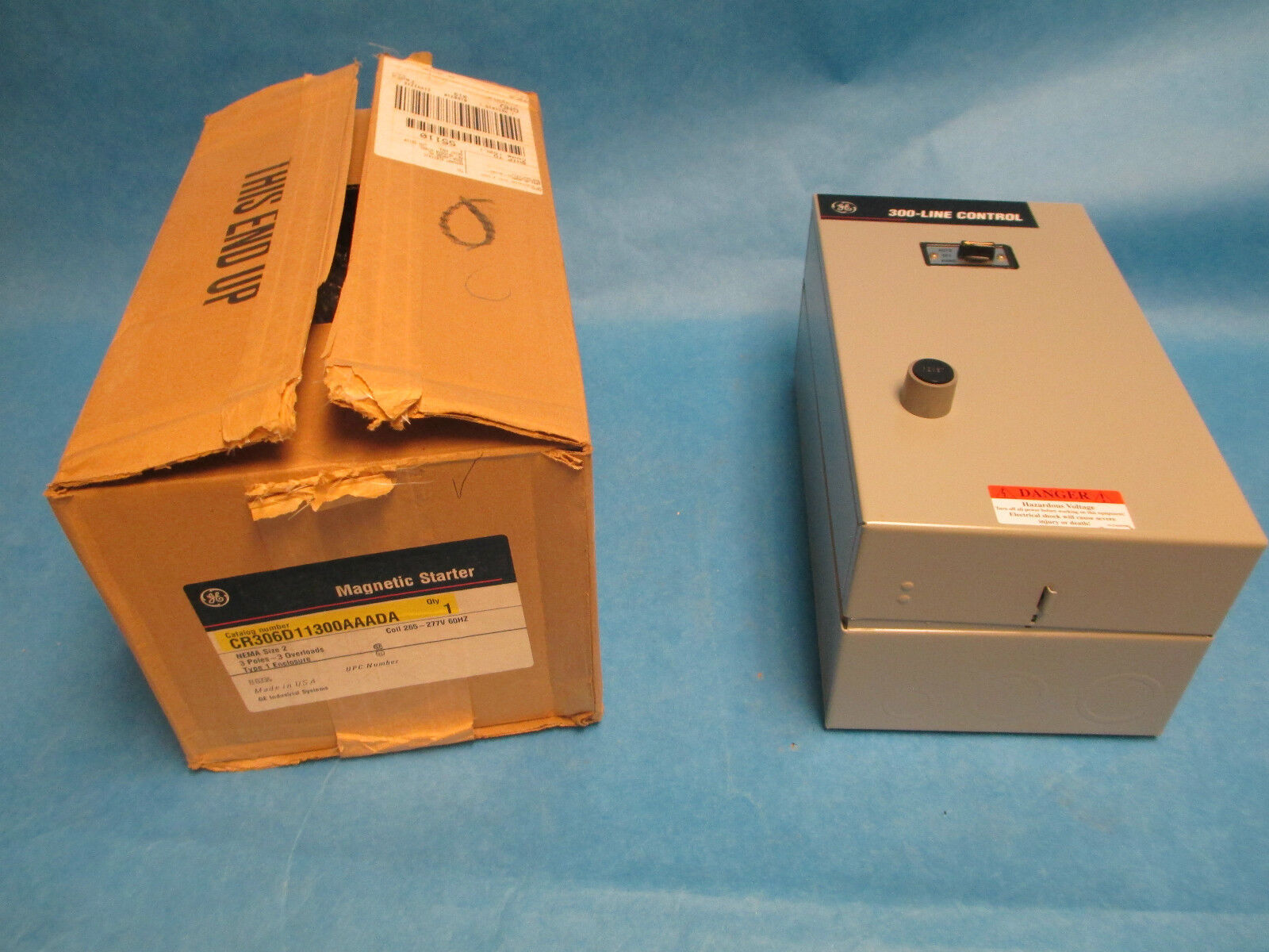 GE Starter With Enclosure CR306D11300AAADA, Size 2 3P 265-277V Coil, New Surplus