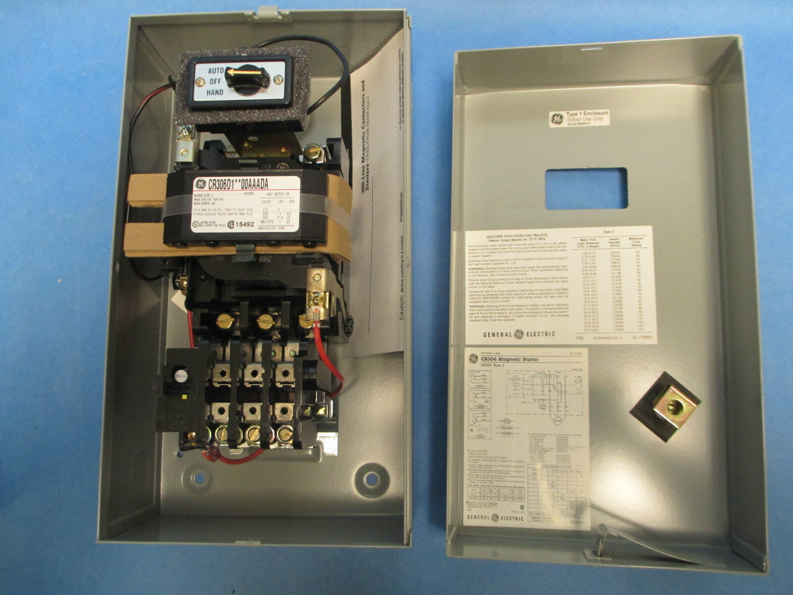 GE Starter With Enclosure CR306D11300AAADA, Size 2 3P 265-277V Coil, New Surplus