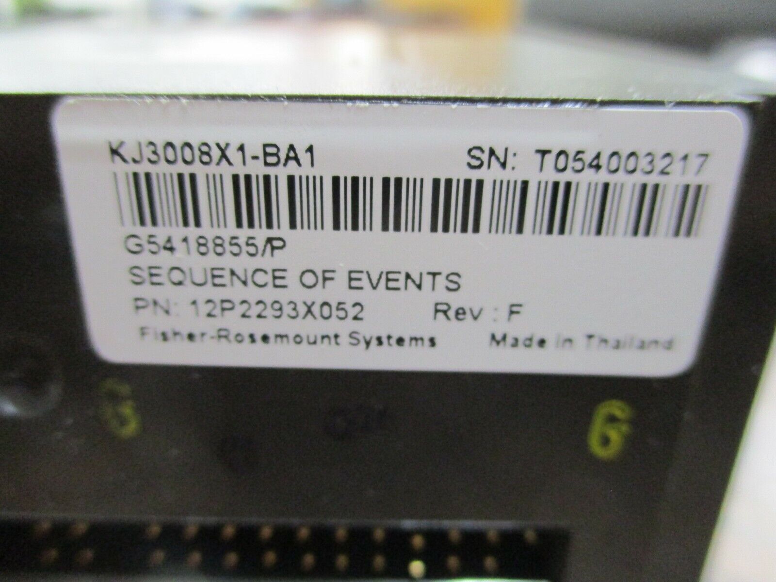 Emerson KJ3008X1-BA1 Sequence of Events Module 12P2293X052 Rev. F Used