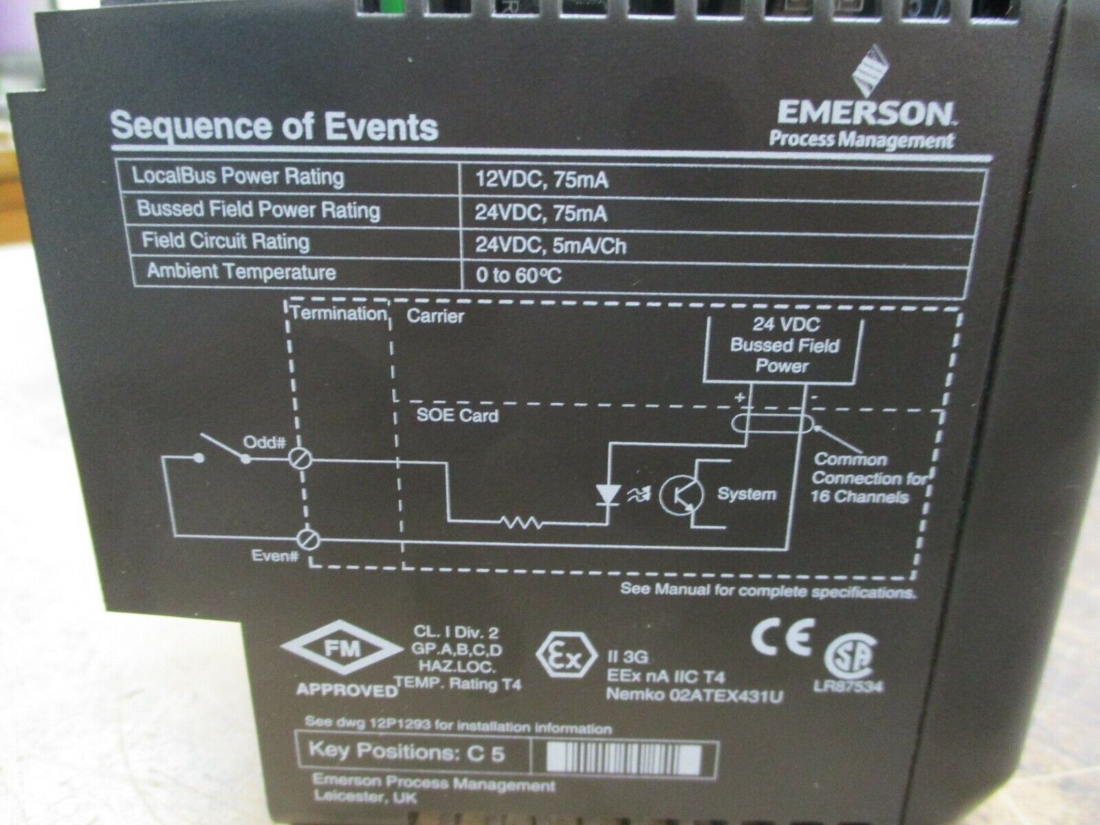 Emerson KJ3008X1-BA1 Sequence of Events Module 12P2293X052 Rev. F Used