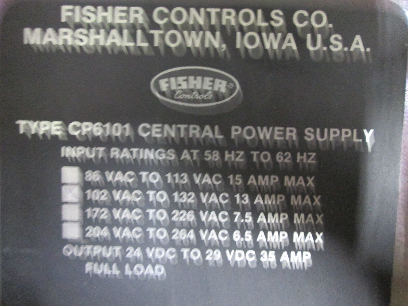 Fisher Controls Central Power Supply CP6101 Used