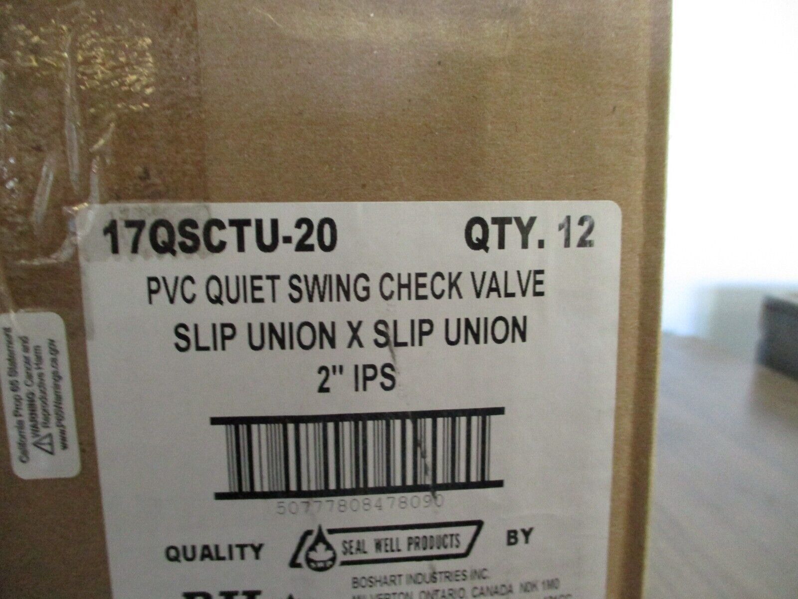 Boshart PVC Quiet Swing Check Valve 17QSCTU-20 Slip Union x Slip Union 2" IPS