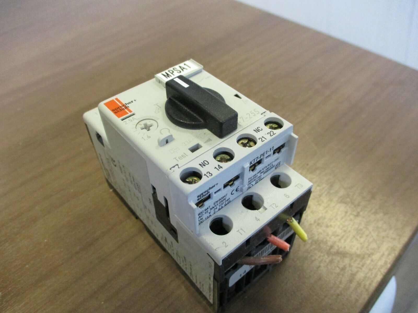 Sprecher+Schuh Motor Protector KTA7-25S-2.5A Trip: 1.6-2.5A Used