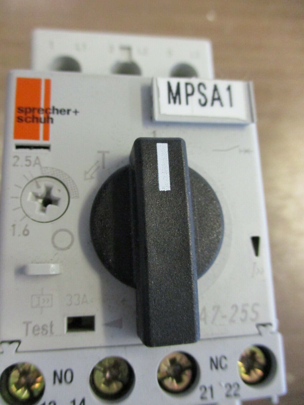 Sprecher+Schuh Motor Protector KTA7-25S-2.5A Trip: 1.6-2.5A Used