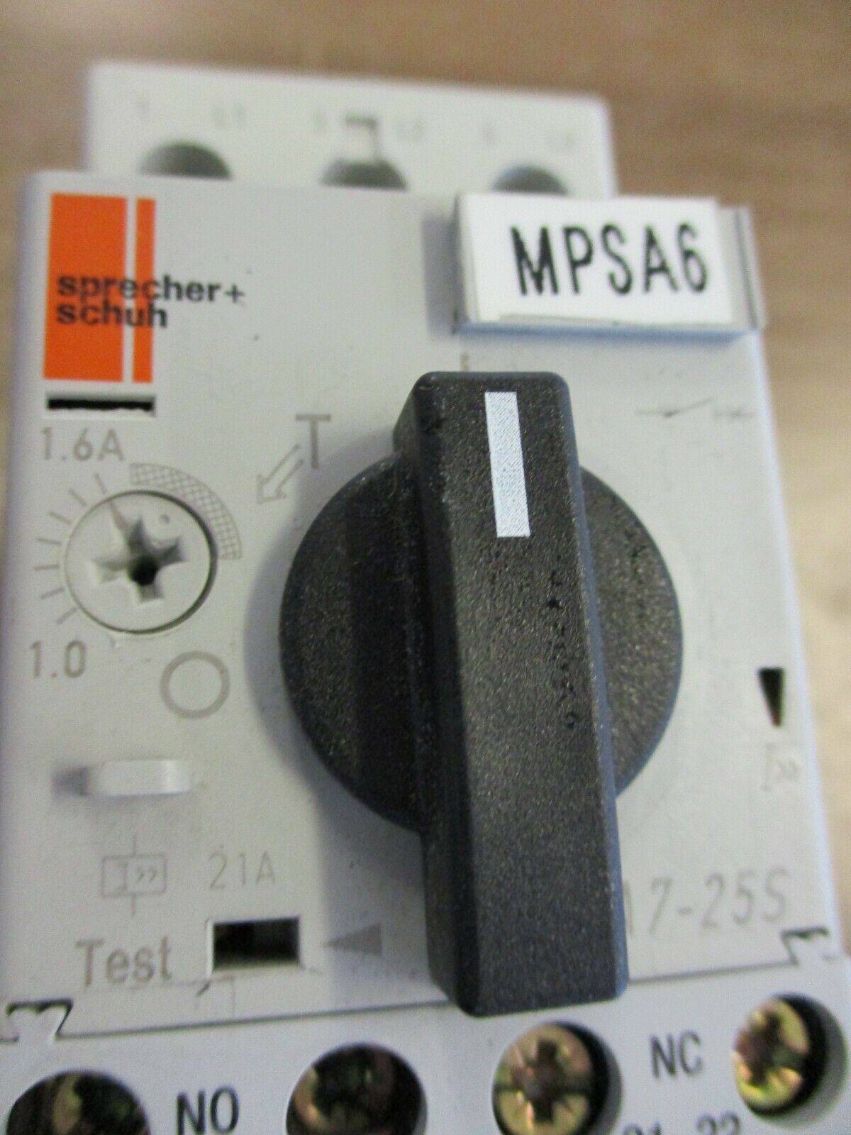 Sprecher+Schuh Motor Protector KTA7-25S-1.6A Trip: 1.0-1.6A Used