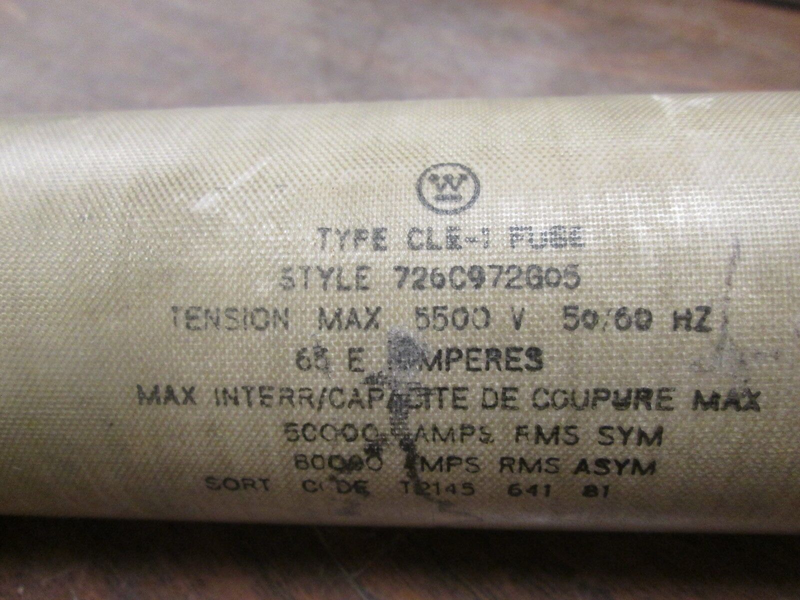 Westinghouse CLE-1 Fuse 726C972G05 5.5KV 65E Amps Used