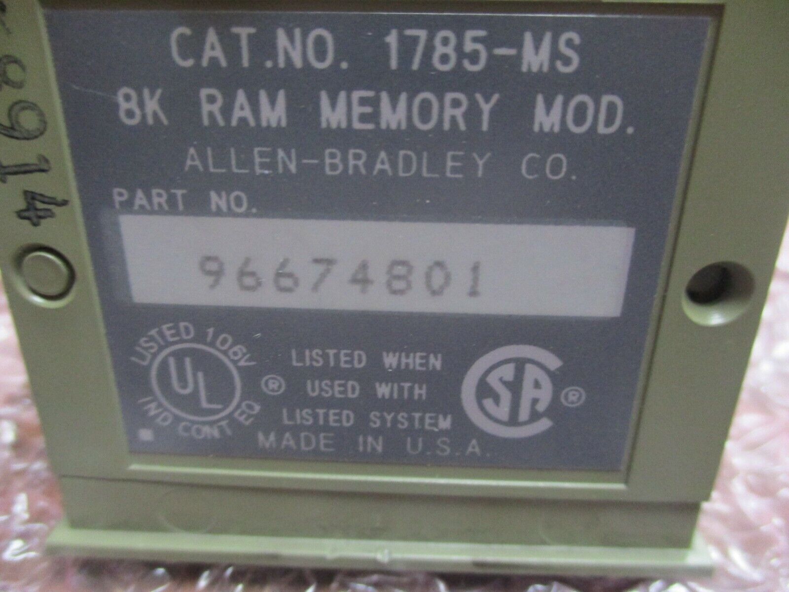 Allen-Bradley 8K RAM Memory Module 1785MS New Surplus