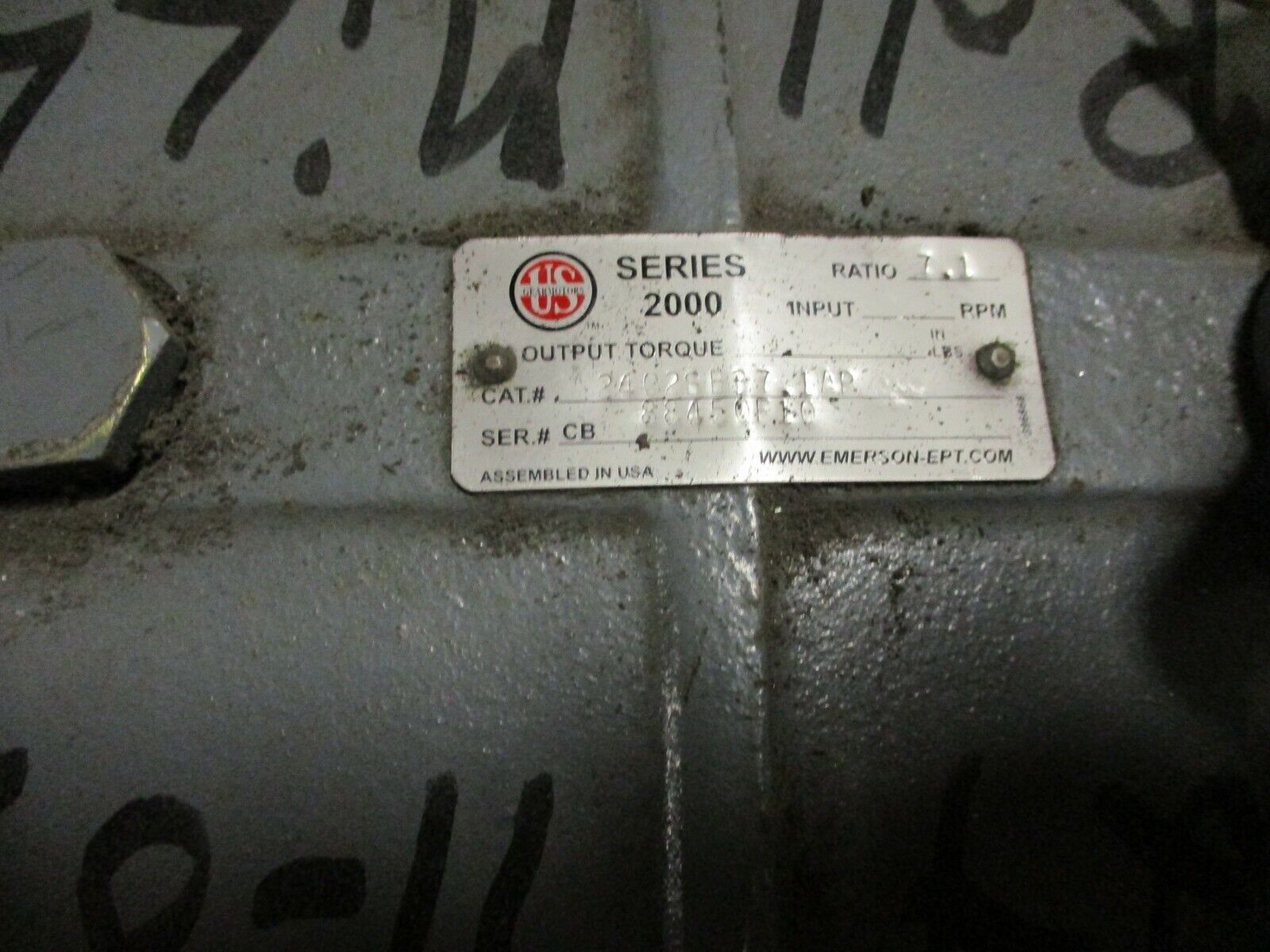 US Motors Series 2000 Reducer 2402SB37.1AR Ratio: 7.1:1 Used