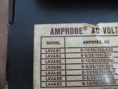 Amprobe AC Volt-Ammeter LAVA81 95-130 / 190-260V 0-10/50/250/500A *No Recorder*