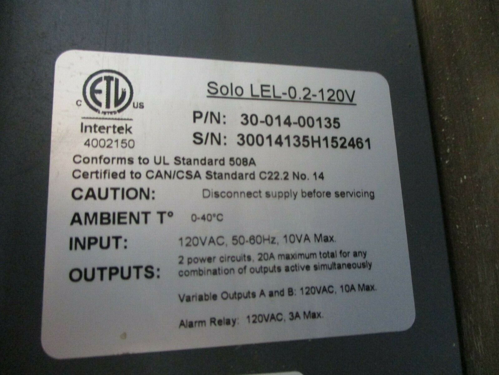 Once Solo LEL-0.2-120V AgriShift Lighting Controller 30-014-00135 Used