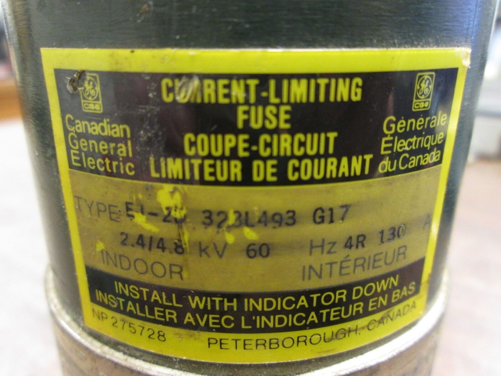 Canadian GE EJ-2D Fuse 328L493 G17 2.4/4.8KV 130A Used