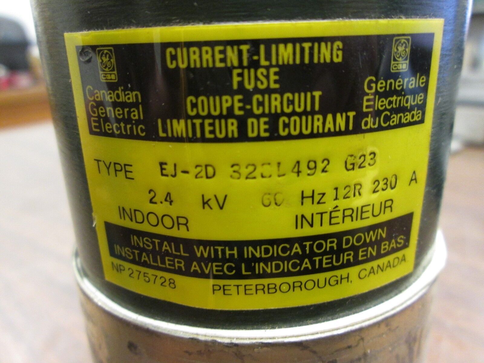 Canadian GE EJ-2D Fuse 328L492 G23 2.4/4.8KV 130A Used