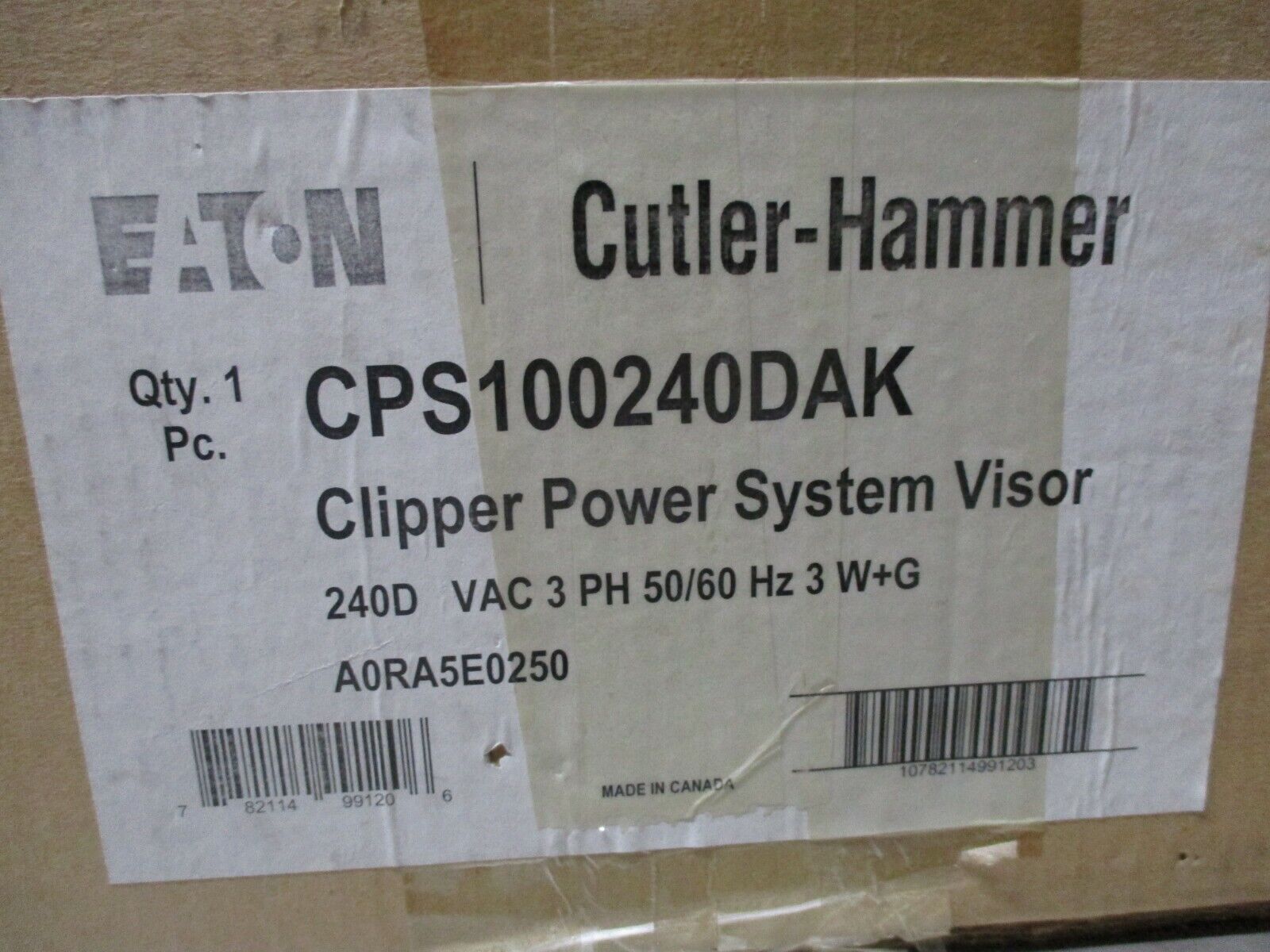 Eaton Clipper Power System Visor CPS100240DAK 240V 3Ph 50/60Hz 3W+G New Surplus