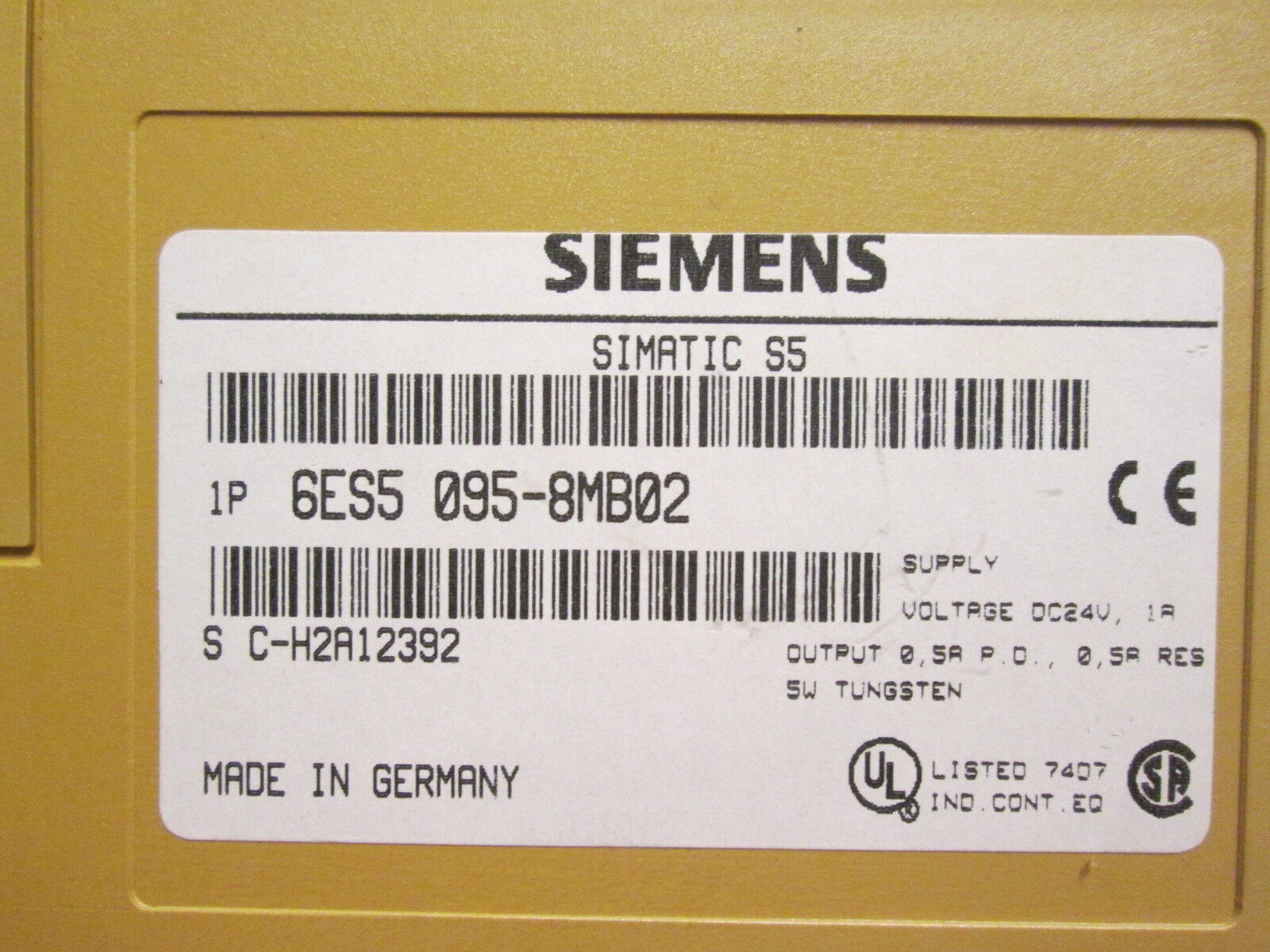 Siemens Simatic S5 Controller 6ES5 095-8MB02 Supply:24VDC 1A Output:0.5A 5W Used