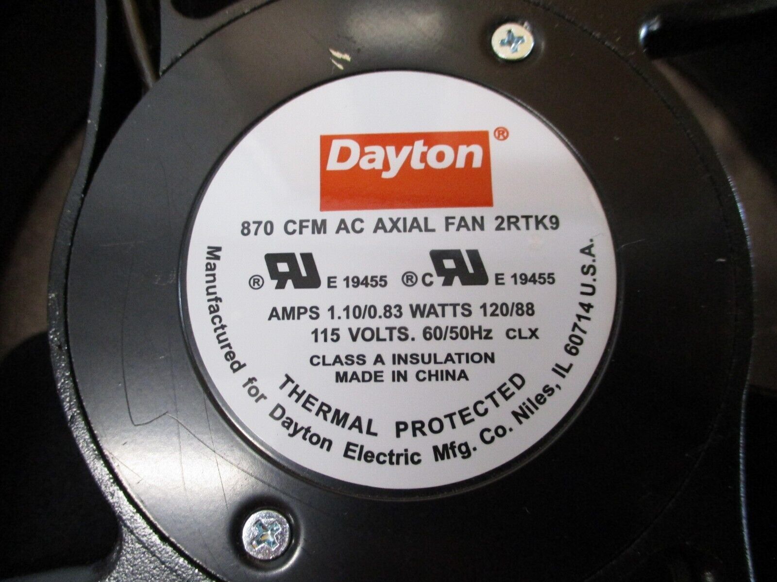 Dayton Axial Fan 2RTK9 115V 870CFM New Surplus