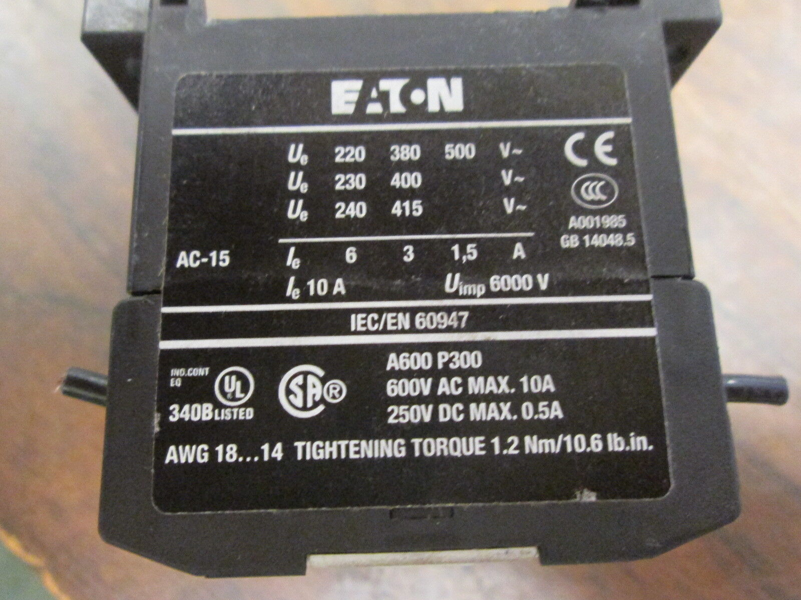 Eaton Contactor XTRMC10A22 480V Coil 10A 600V Used