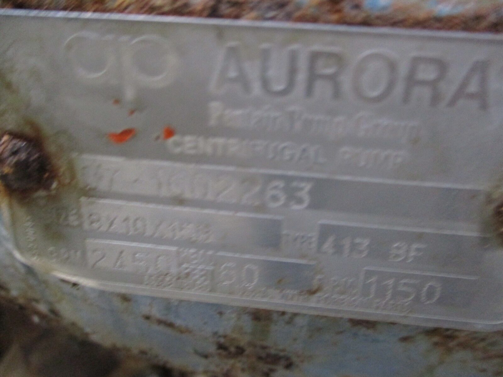 Aurora / Marathon Vertical Centrifugal Pump 8X10X15B 50HP 60Ft Head 2450GPM Used