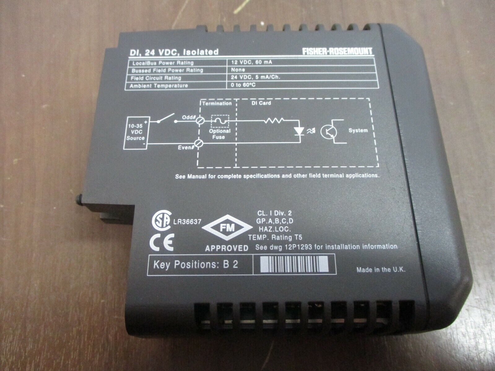 Fisher-Rosemount KJ3001X1-BA1 Isolated Discrete Input Module 12P0549X112 Rev. A