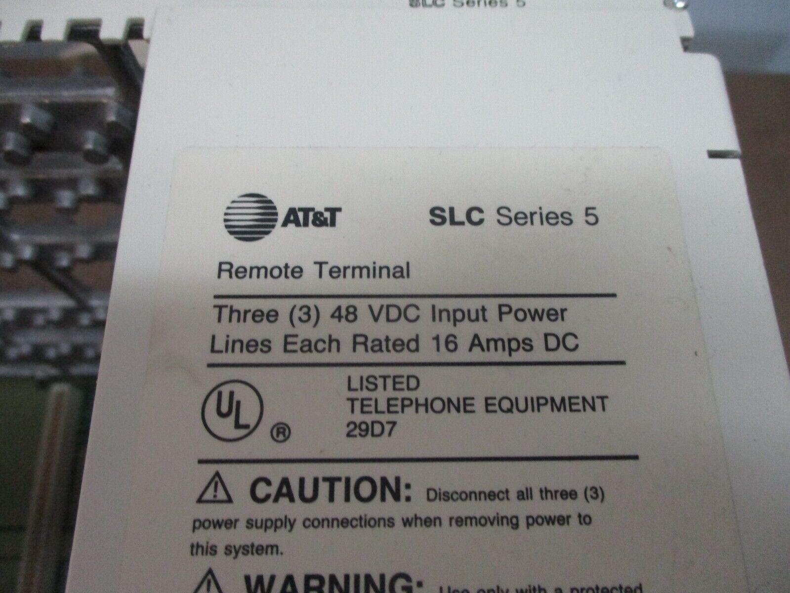 AT&T SLC-5 Remote Terminal Rack J1C182BB-1 (3) 48VDC Lines
