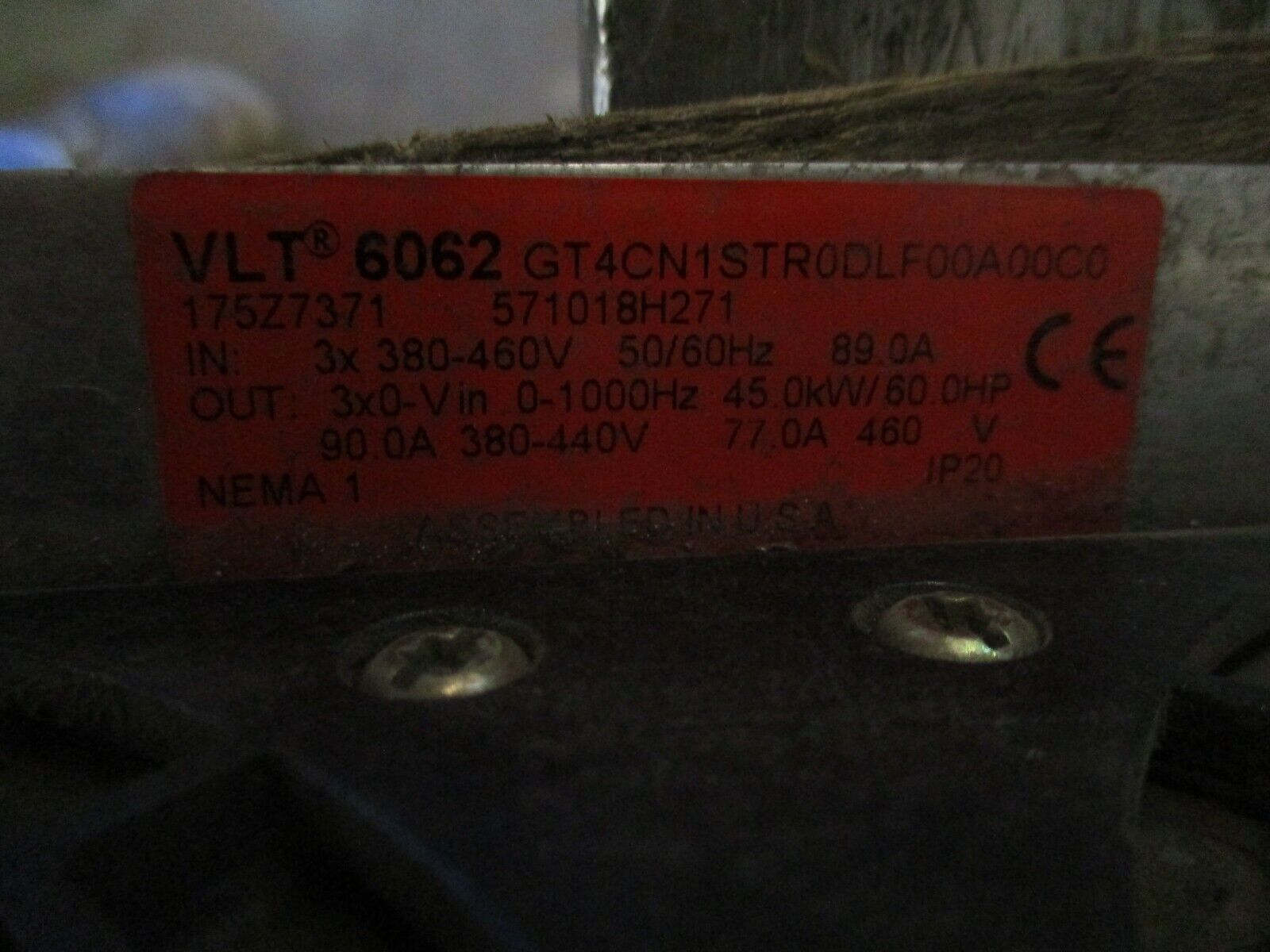 DanFoss VLT 6062 AC Drive 175Z7371 60HP Used