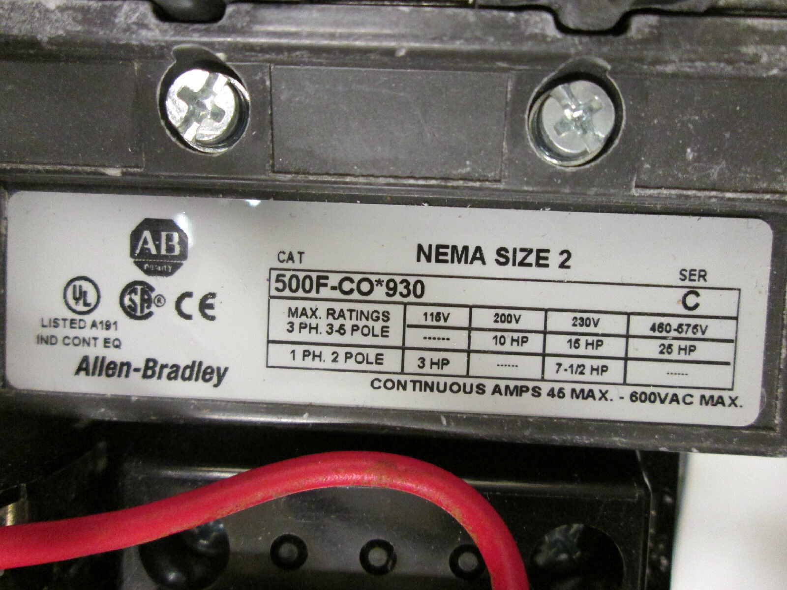 Allen-Bradley Combination Size 2 Non Fusible 208V NEMA 4X Stainless Steel Used