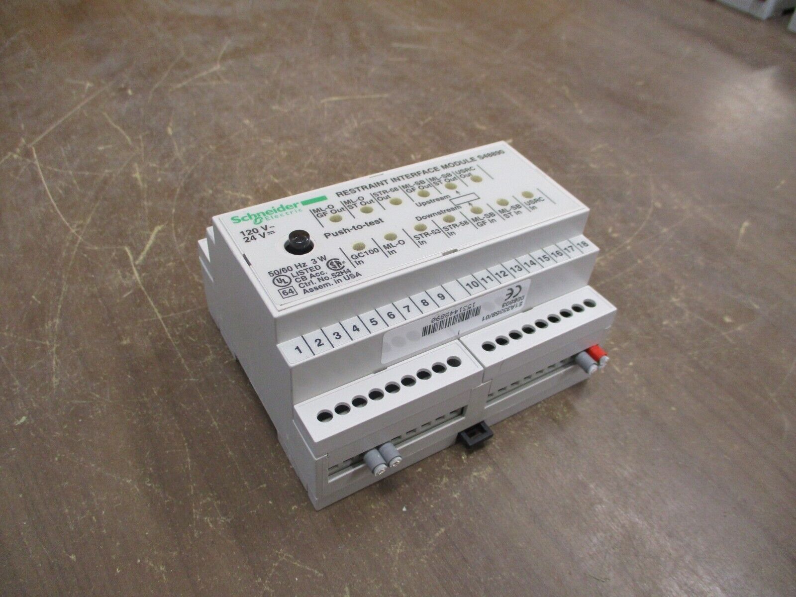 Schneider Electric Restraint Interface Module S48890 120VAC 24VDC Used