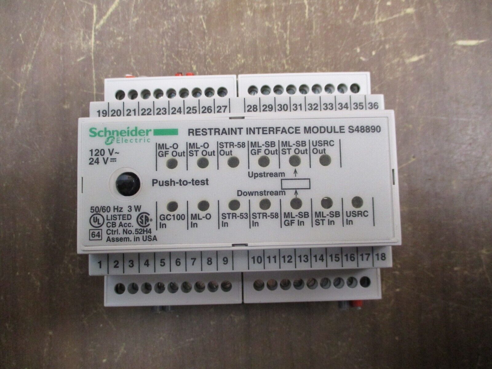 Schneider Electric Restraint Interface Module S48890 120VAC 24VDC Used