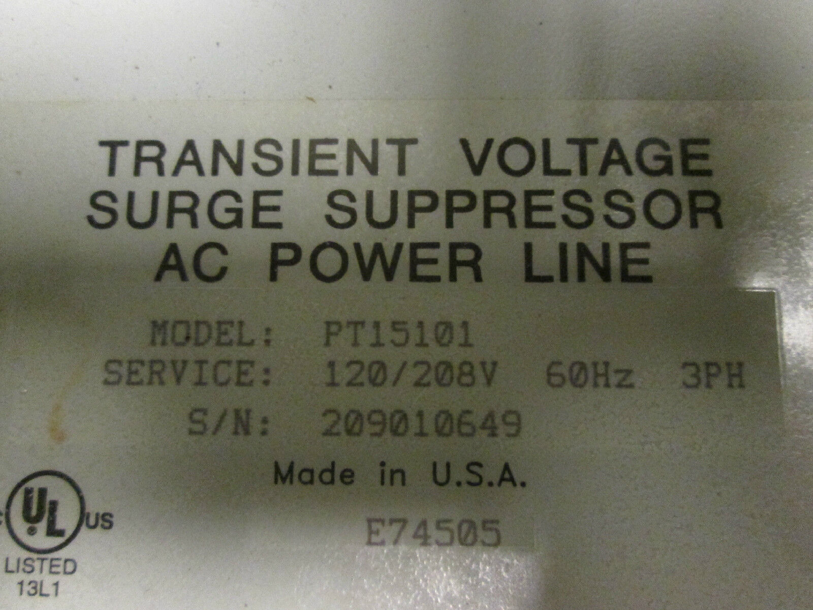 Powerware TVSS ZoneMaster 150 TRANSIENT VOLTAGE SURGE SUPPRESSOR PT15101