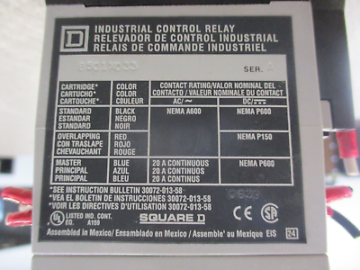 Square D Industrial Control Relay 8501X033 Ser. A 120V Coil 20A Used