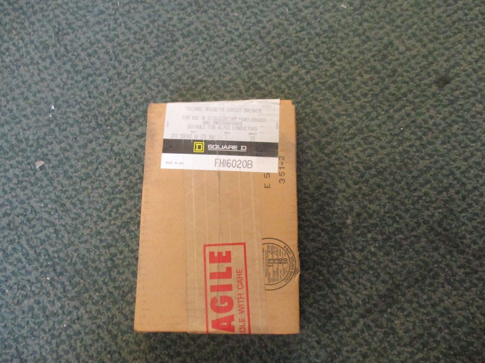 Square D Circuit Breaker FH16020B 20A 277V 1P New Surplus