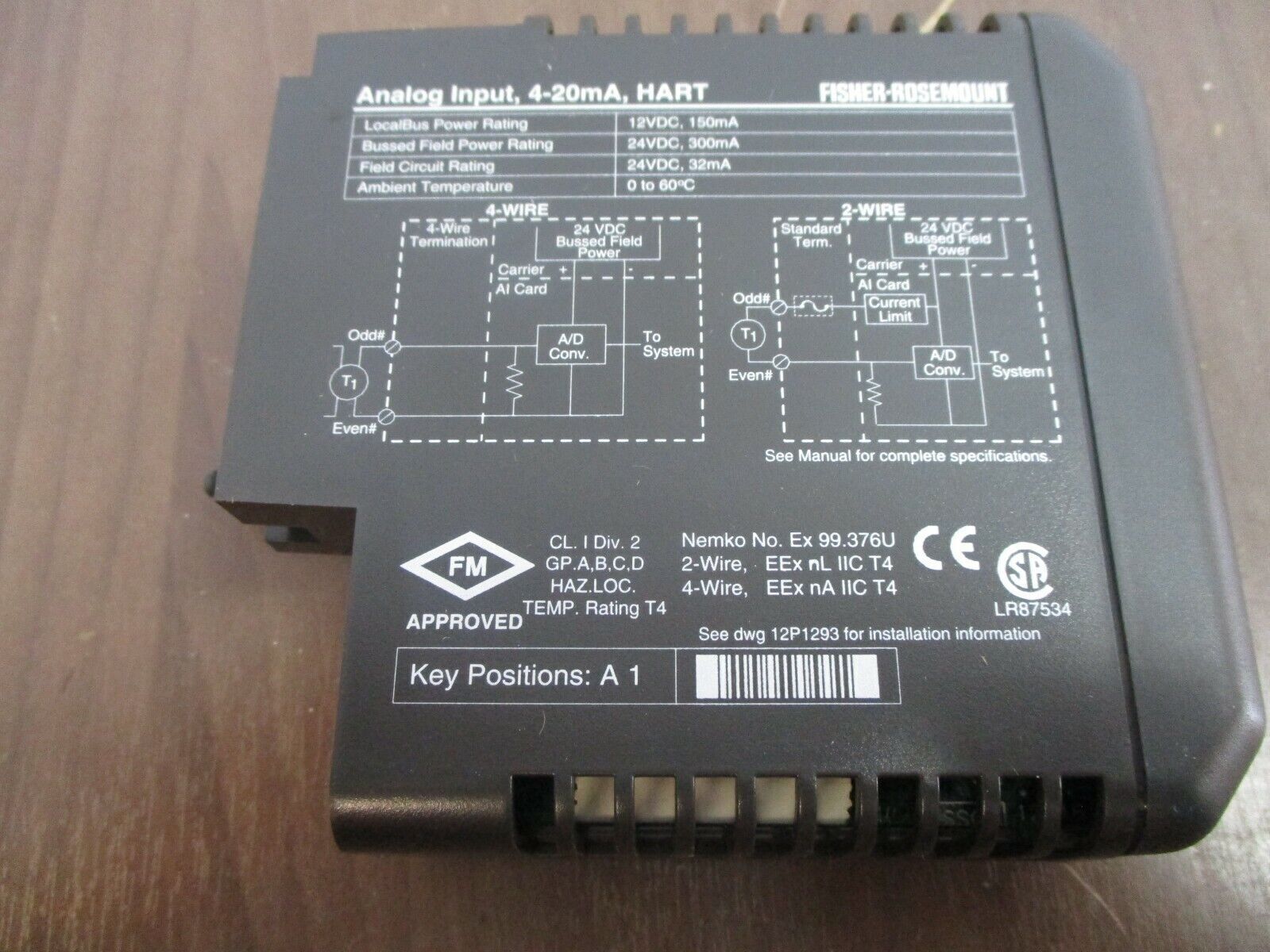 Fisher-Rosemount KJ3002X1-BA1 Analog Input HART Module 12P0680X082 Rev. M 4-20mA