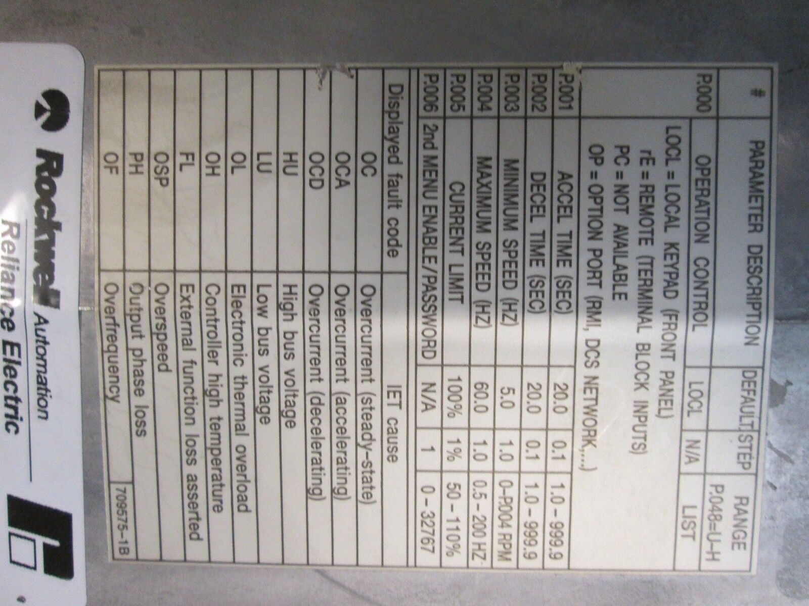 Reliance Electric VTAC7 HVAC Drive 25H4260 25 HP 460 V