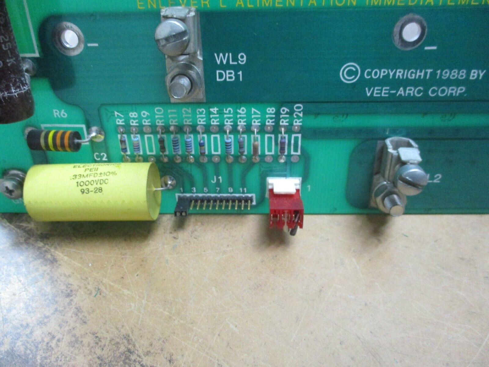 Vee-Arc Capacitor Assembly Board 930-107 Used