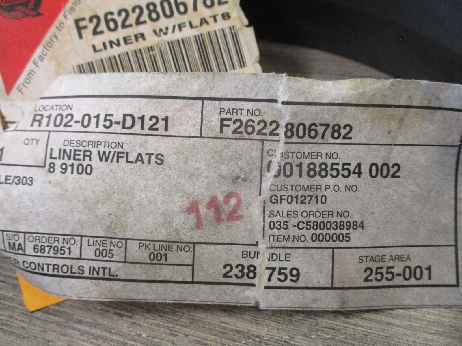 Fisher Liner W/ Flats F2622806782 Nitrile/303 *New Surplus*