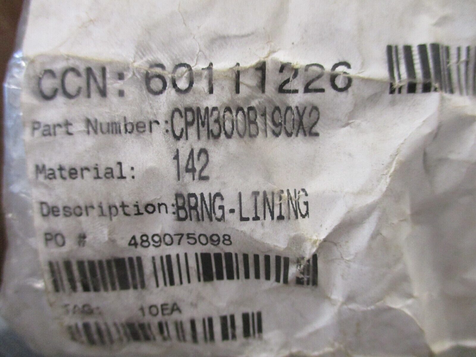 Fisher Bearing Lining CPM300B190X2 *New Surplus*