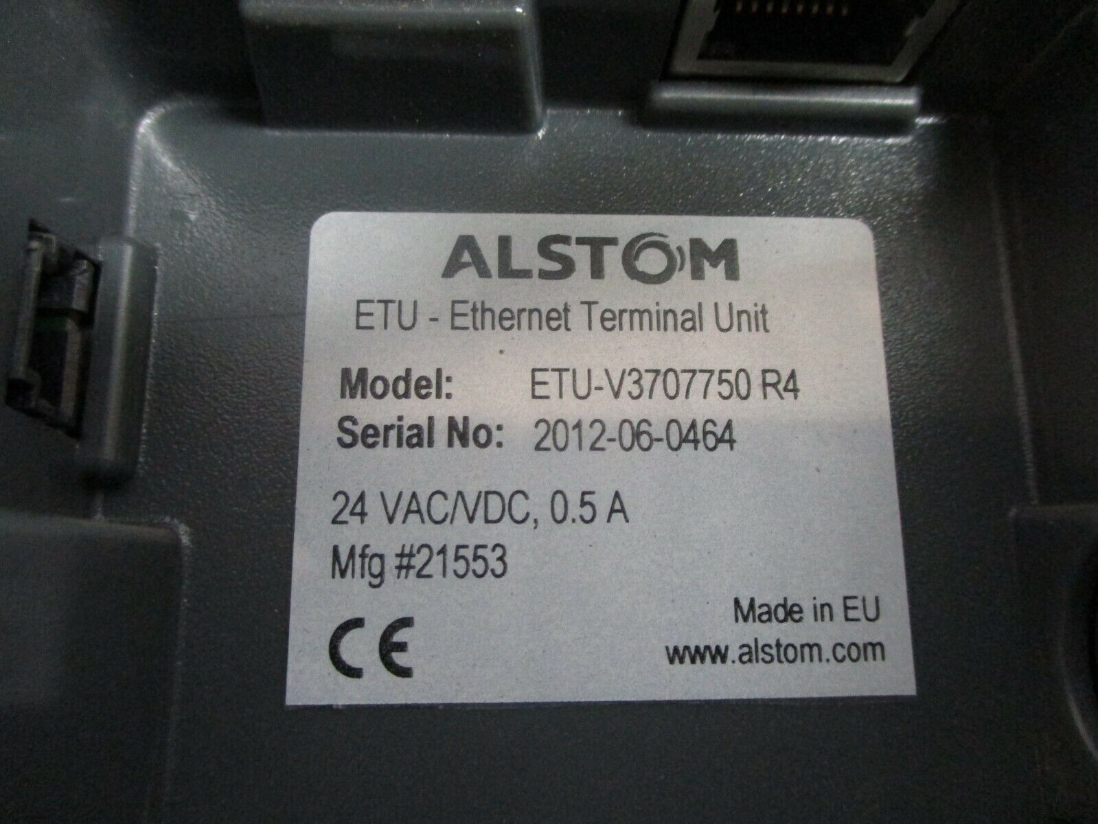 Alstom Ethernet Terminal Unit ETU-V3707750 R4 24VAC/VDC 0.5A Used