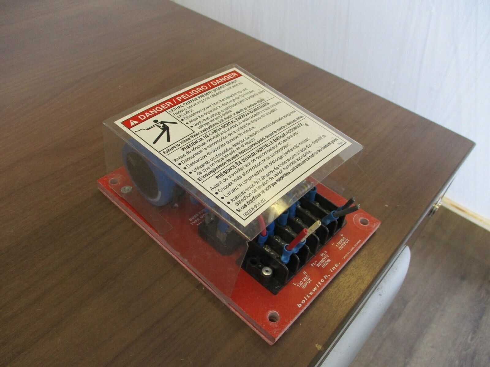 Boltswitch Capacitor Unit CAP-3 120VAC Input 170VDC Output Used
