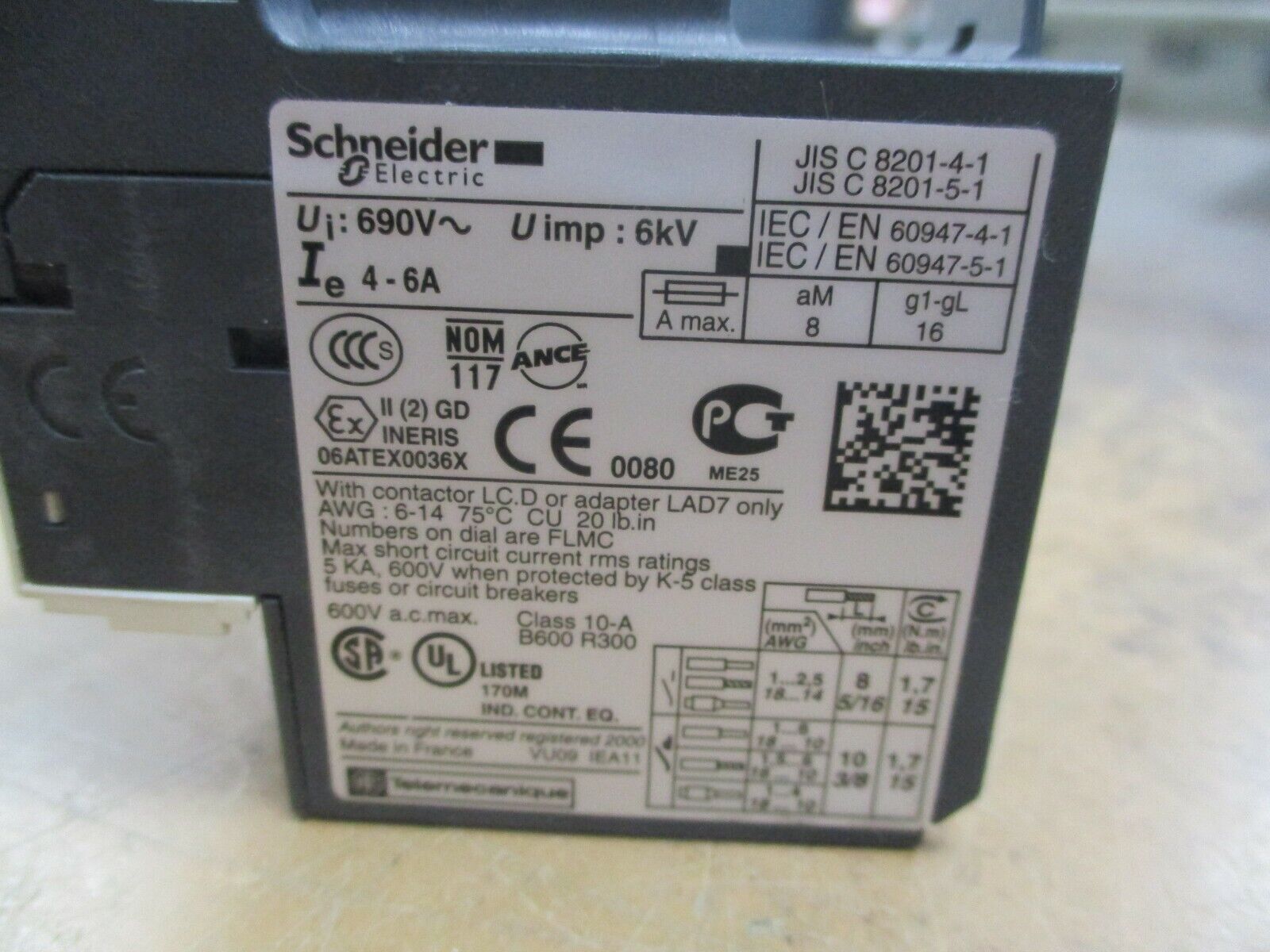 Schneider Electric Solid State Overload LRD10 Trip: 4-6A 600V Used