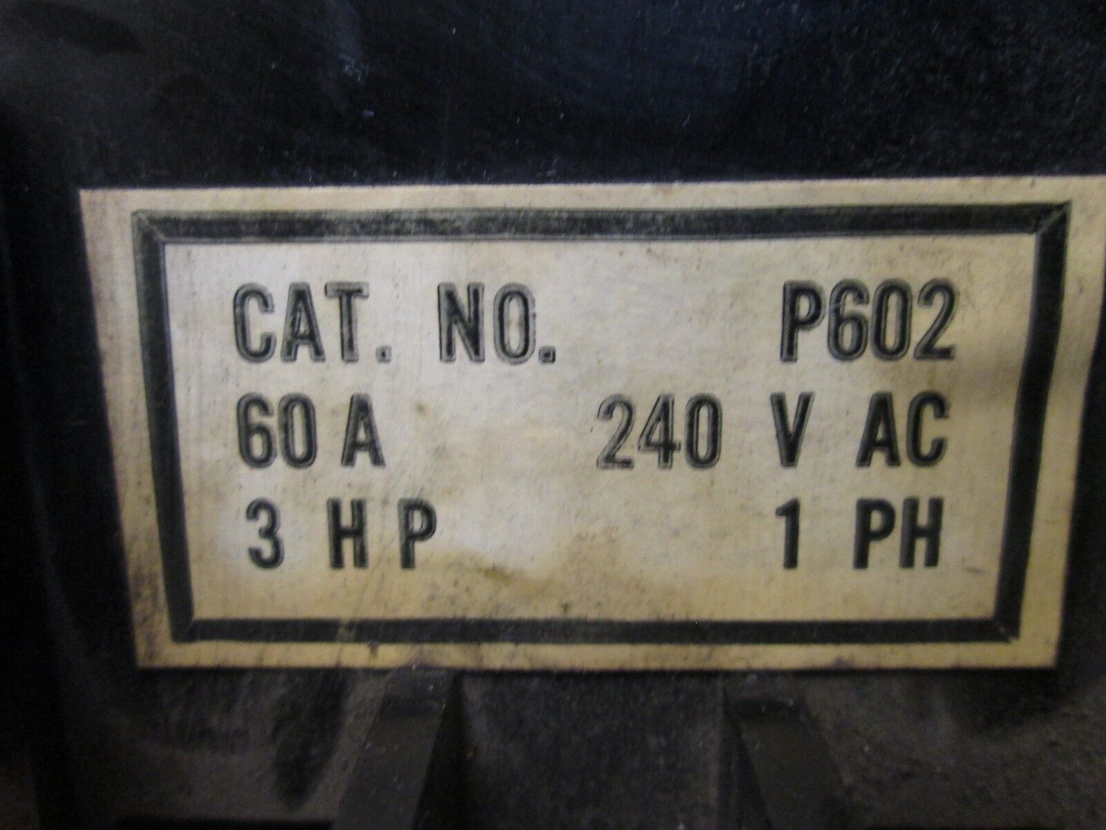 Walker Fuse Pullout P602 60A 240VAC 1Ph Used